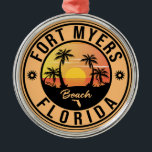 Fort Myers Beach Retro - Florida Souvenirs Metal Ornament<br><div class="desc">Fort Myers beach Design. Sunset design with your favourite Florida beach and sea,  suitable for USA beach lovers especially who love Fort Myers Beach.</div>