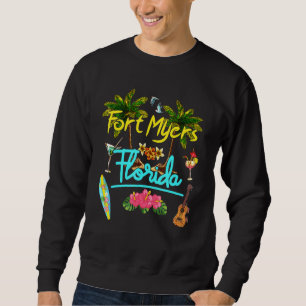 Fort Myers Florida Beach Summer Palm Surf Sun Set  Sweatshirt