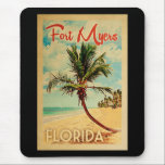 Fort Myers Florida Palm Tree Beach Vintage Travel Mouse Pad<br><div class="desc">Fort Myers Florida design in Vintage Travel style featuring a palm tree on the beach with ocean and sky.</div>
