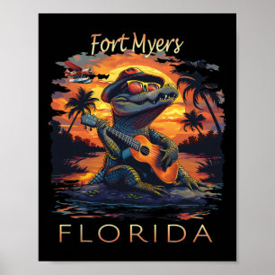 Fort Myers Florida Vacation Cute Alligator Poster