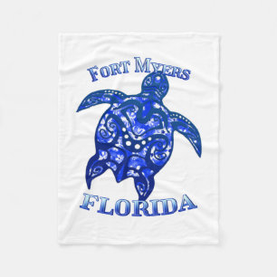 Fort Myers Florida Vacation Tribal Turtle Fleece Blanket