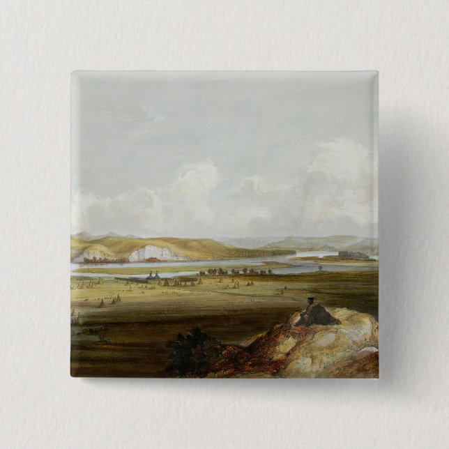 Fort Pierre on the Missouri, plate 10 from Volume 2 Inch Square Button (Front)