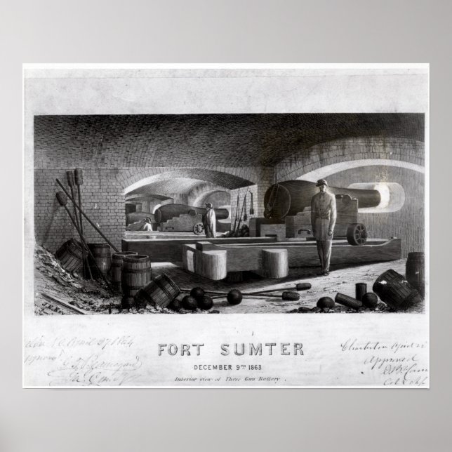 Fort Sumter, Interior View of Three Gun Battery Poster (Front)