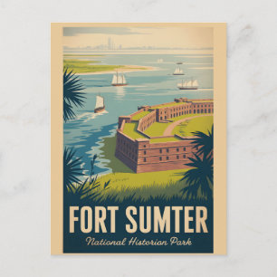 Fort Sumter   Vintage Charleston Poster Postcard