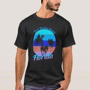 Fort Walton Beach Florida Retro Tropical Palm Tree T-Shirt