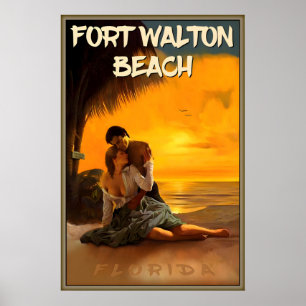 Fort Walton Beach Okaloosa County Florida Beach Poster