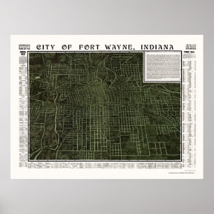 Fort Wayne, IN Panoramic Map - 1907 Poster