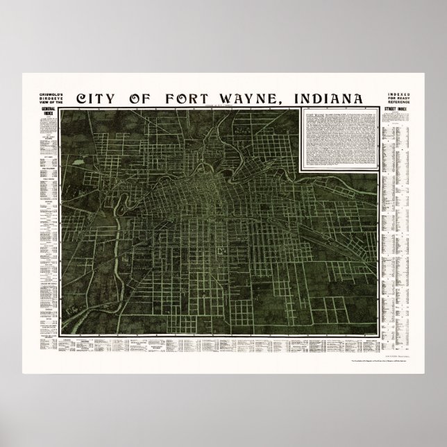Fort Wayne, IN Panoramic Map - 1907 Poster (Front)
