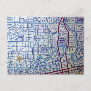 FORT WAYNE, IN Vintage Map Postcard