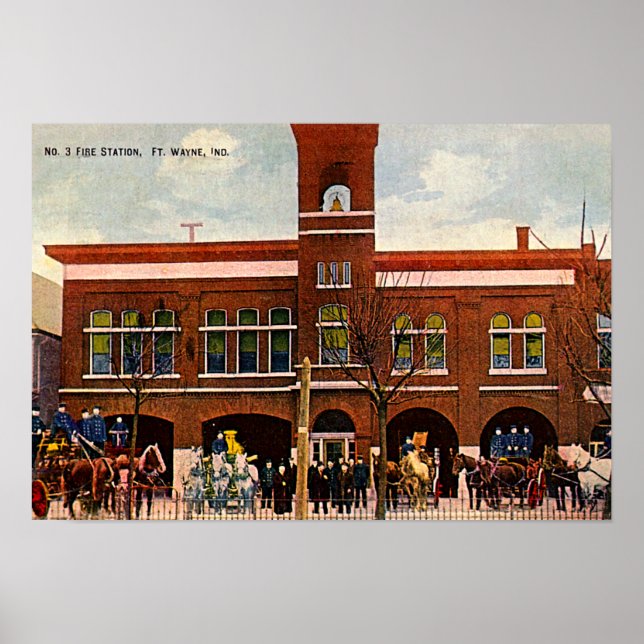 Fort Wayne, Indiana Fire Station 3 1915 Poster (Front)
