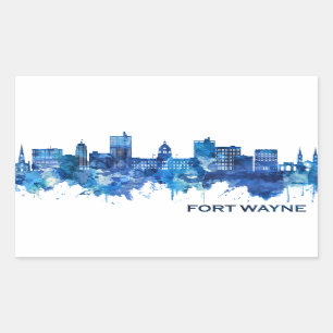 Fort Wayne Indiana Skyline Blue Sticker