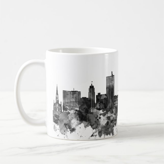 Fort Wayne Indiana Skyline BW Coffee Mug (Left)