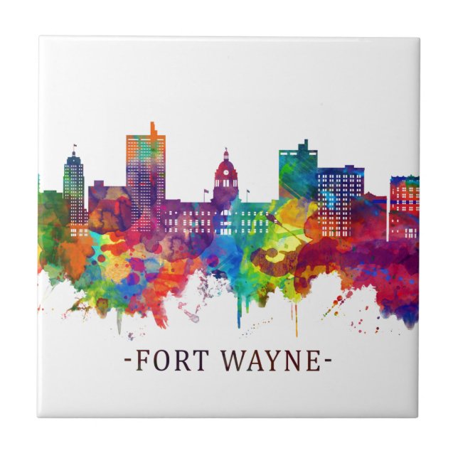 Fort Wayne Indiana Skyline Tile (Front)