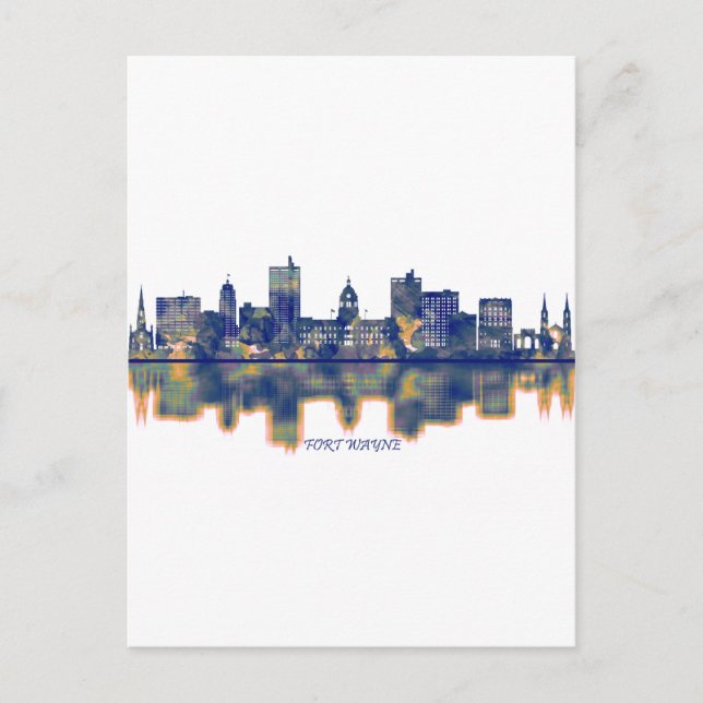 Fort Wayne Skyline Holiday Postcard (Front)