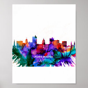 Fort Wayne Skyline Poster
