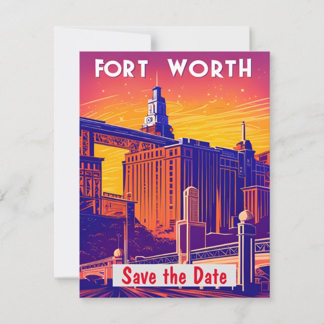 Fort Worth Bridge Pink Wedding Invitation (Front)