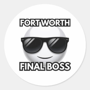 Fort Worth Final Boss Cool Emoji  Classic Round Sticker