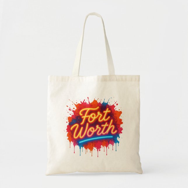Fort Worth neon street-art splash design Tote Bag (Front)