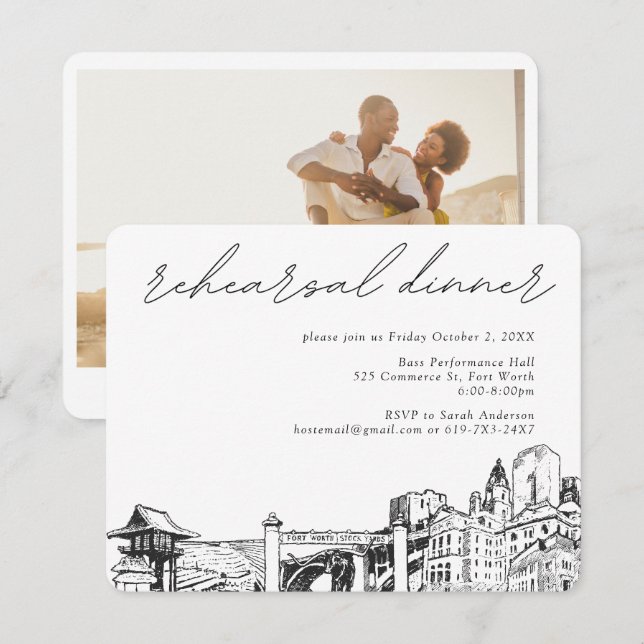 Fort Worth Rehearsal Dinner Invite Enclosure Card (Front/Back)