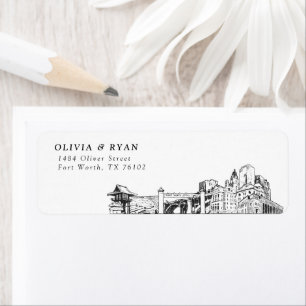 Fort Worth Skyline Modern Return Adresse Labels