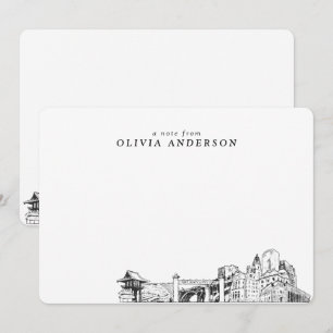 Fort Worth Skyline Sketch Personalized Note Cards