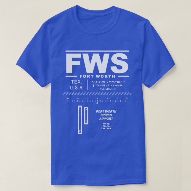 Fort Worth Spinks Airport FWS T-Shirt (Design Front)