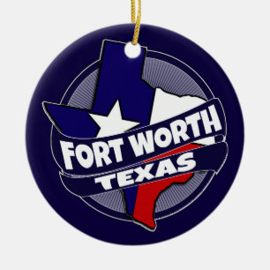 Fort Worth Texas flag burst holiday ornament