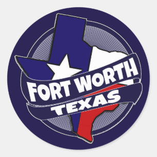 Fort Worth Texas flag burst stickers