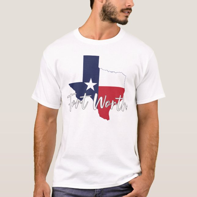 Fort Worth, Texas Flag Map Men's White T-Shirt (Front)