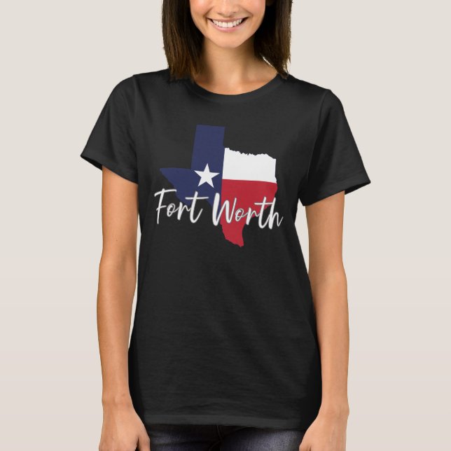 Fort Worth, Texas Flag Map Women's Black T-Shirt (Front)