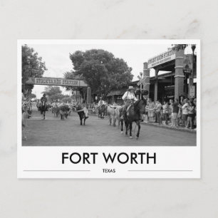 Fort Worth Texas Gift Stockyards Black & White Postcard