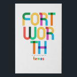 Fort Worth Texas Mid Century, Pop Art, Faux Canvas Print<br><div class="desc">Fort Worth Texas classic retro throwback style from the 60s 70s and 80s. Bright primary colours in the 20th-century abstract art style with simple geometric elements. Vintage pop art. Simple bold,  wear your hometown out loud.</div>