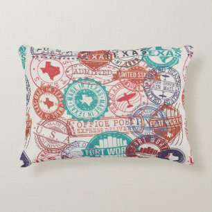 Fort Worth Texas Set of Stamps. Travel Stamp. Made Accent Pillow