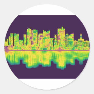 Fort Worth Texas Skyline Classic Round Sticker