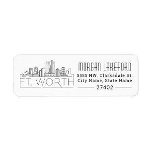 Fort Worth, Texas Styliszed Skyline Style gras L