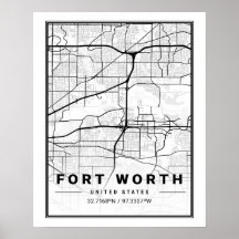 Fort Worth Texas USA Travel City Map Poster