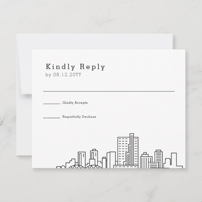 Fort Worth, Texas Wedding | Stylized Skyline RSVP (Front)