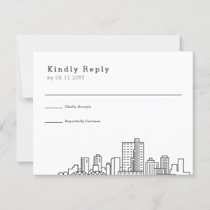 Fort Worth, Texas Wedding   Stylized Skyline RSVP Card