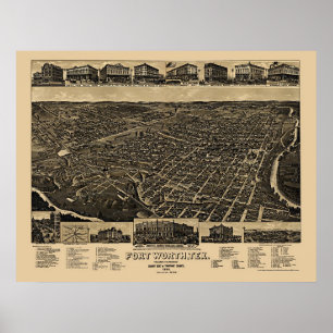Fort Worth, TX Panoramic Map - 1886 Poster