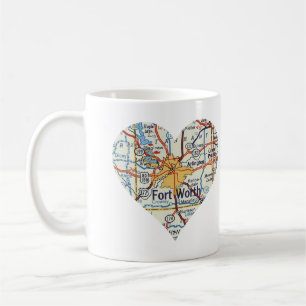 Fort Worth TX Vintage Map Coffee Mug