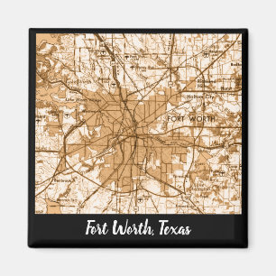 Fort worth vintage map  magnet
