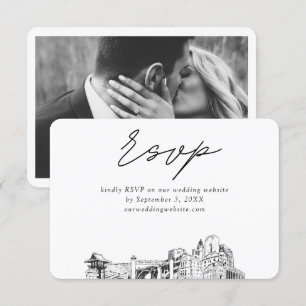 Fort Worth Wedding Minimalist Sketch RSVP Enclosure Card