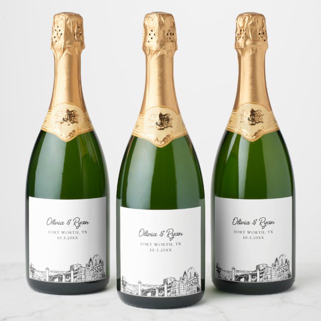 Fort Worth Wedding Personalized Champagne Label (Bottles)