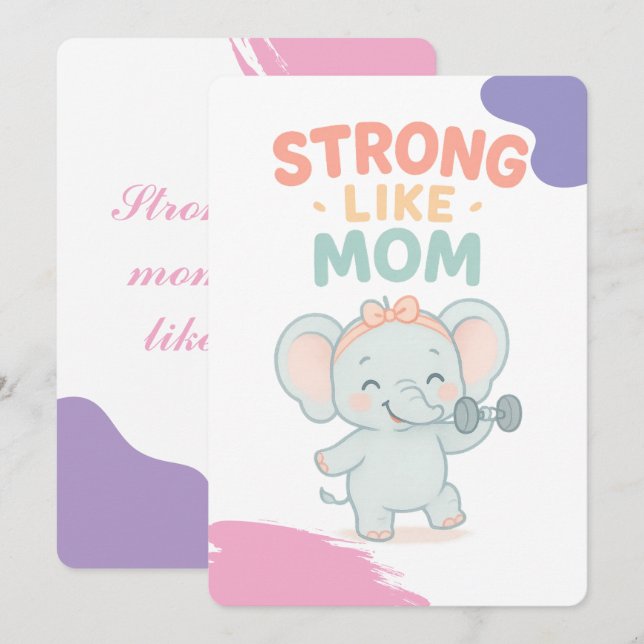 Forte Comme Maman Baby shower Carte d'invitation (Devant / Derrière)
