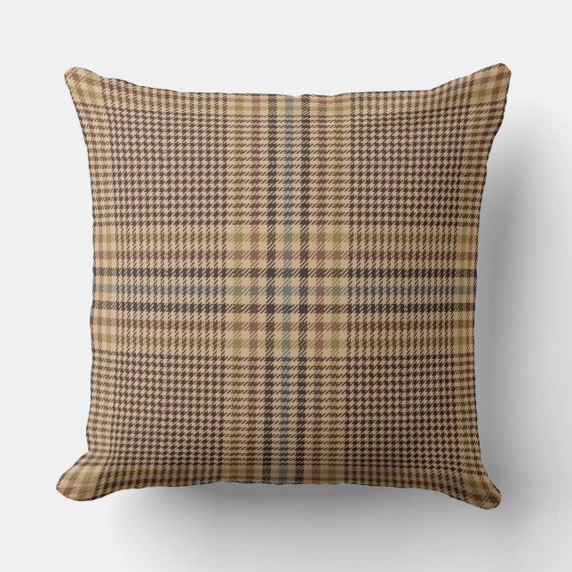 Forth Antique Glen Check Plaid Pattern Throw Pillow (Front)