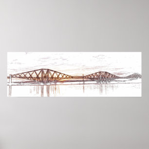 Forth Bridge Scotland Minimalist Sketch Poster