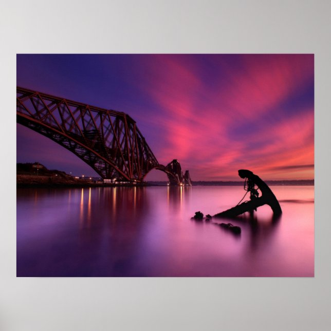 Forth Rail Bridge At Sunset | Scotland Poster (Front)