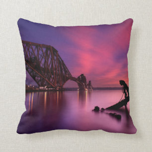 Forth Rail Bridge At Sunset Scotland Throw Pillow