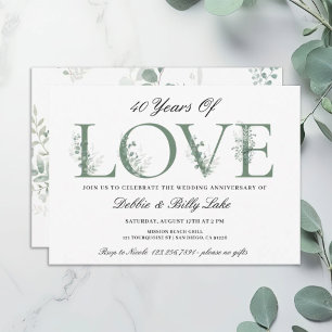 Fortieth Anniversary Party 40 Years of Love Invitation