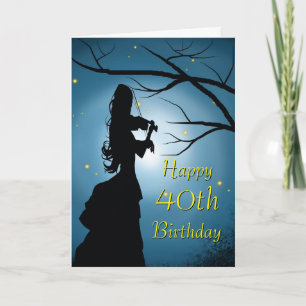 Fortieth Birthday Violin Player  Card